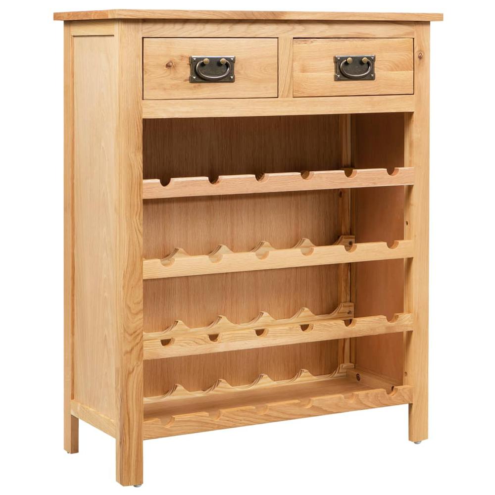 vidaXL Wine Cabinet 28.3"x12.5"x35.4" Solid Oak Wood, 247043. Picture 3