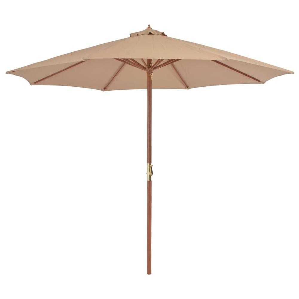 vidaXL Outdoor Parasol with Wooden Pole 118.1" Taupe 4496. Picture 1