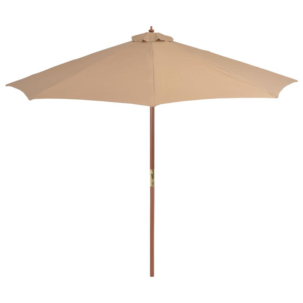 vidaXL Outdoor Parasol with Wooden Pole 118.1" Taupe 4496. Picture 3