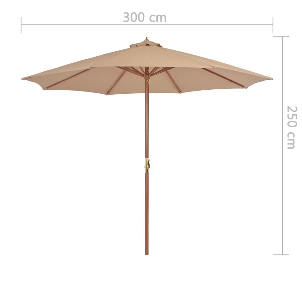 vidaXL Outdoor Parasol with Wooden Pole 118.1" Taupe 4496. Picture 7