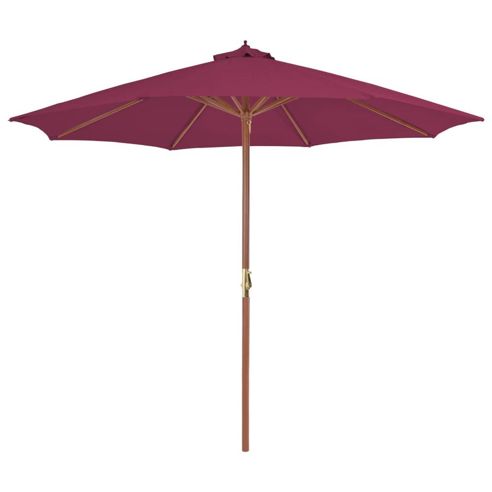 vidaXL Outdoor Parasol with Wooden Pole 118.1" Bordeaux Red 4497. Picture 1
