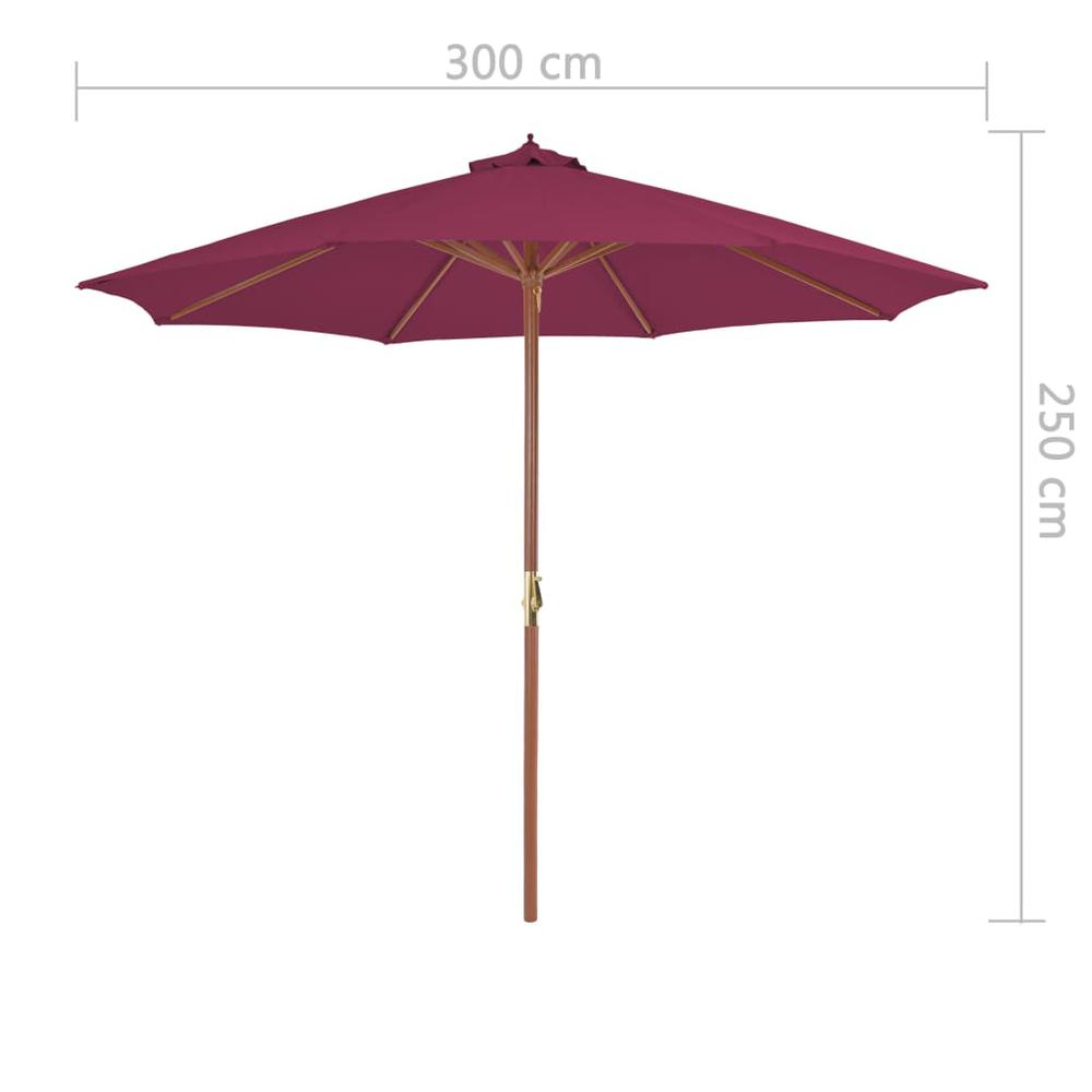 vidaXL Outdoor Parasol with Wooden Pole 118.1" Bordeaux Red 4497. Picture 7