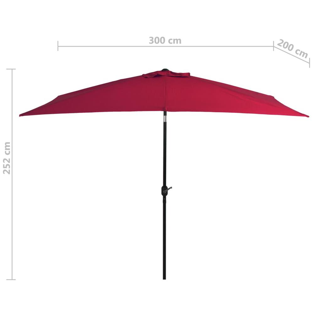 vidaXL Outdoor Parasol with Metal Pole 118"x78.7" Bordeaux Red. Picture 7