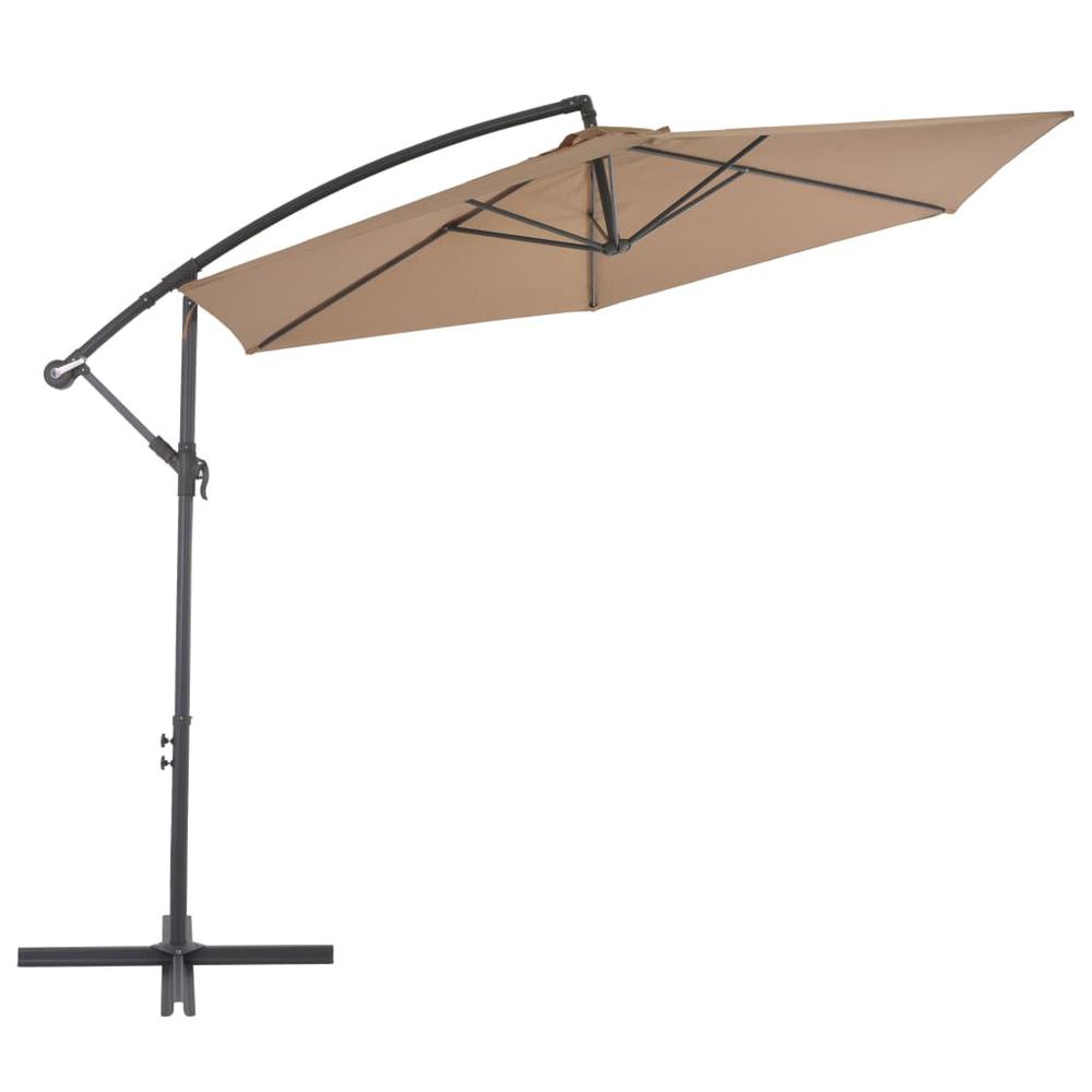 Cantilever Umbrella with Aluminum Pole 118.1" Taupe. Picture 1