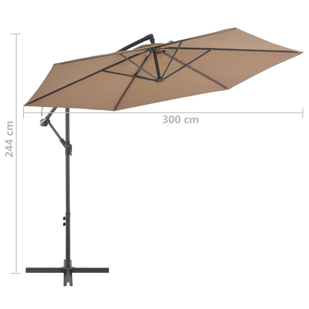 Cantilever Umbrella with Aluminum Pole 118.1" Taupe. Picture 7