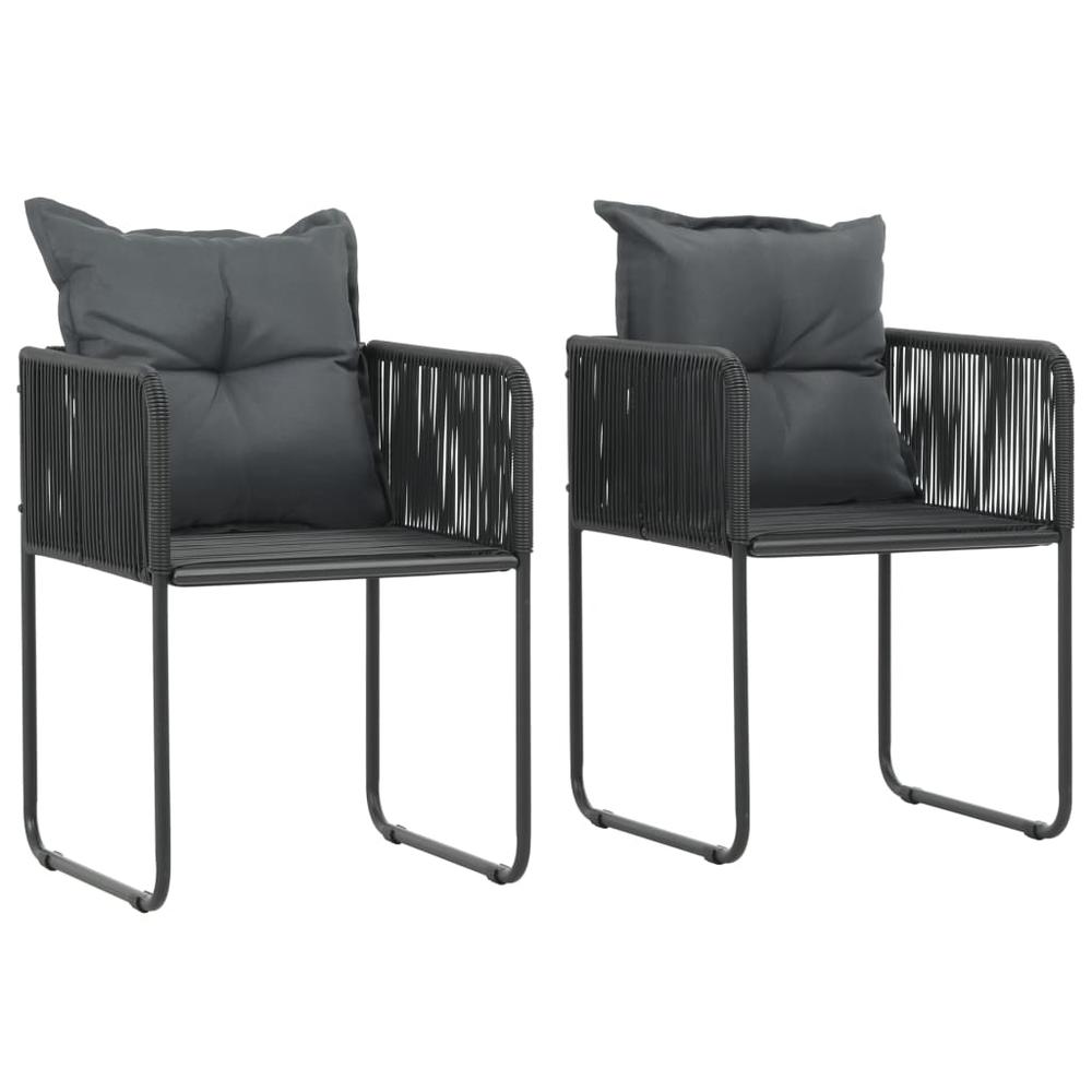 vidaXL Outdoor Chairs 2 pcs with Pillows Poly Rattan Black, 44438. Picture 1