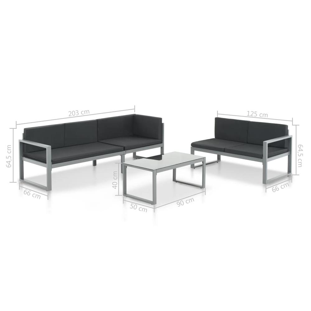 vidaXL 3 Piece Garden Lounge Set with Cushions Aluminum Black. Picture 5