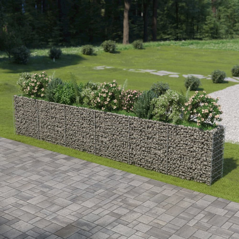 vidaXL Gabion Raised Bed Galvanised Steel 212.6"x19.7"x39.4", 143566. Picture 1