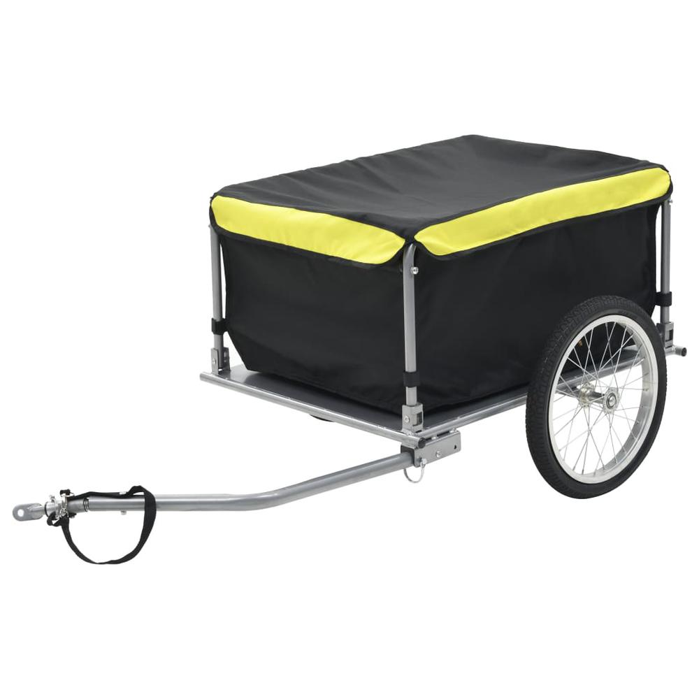 vidaXL Bike Cargo Trailer Black and Yellow 65 kg, 91684. Picture 1