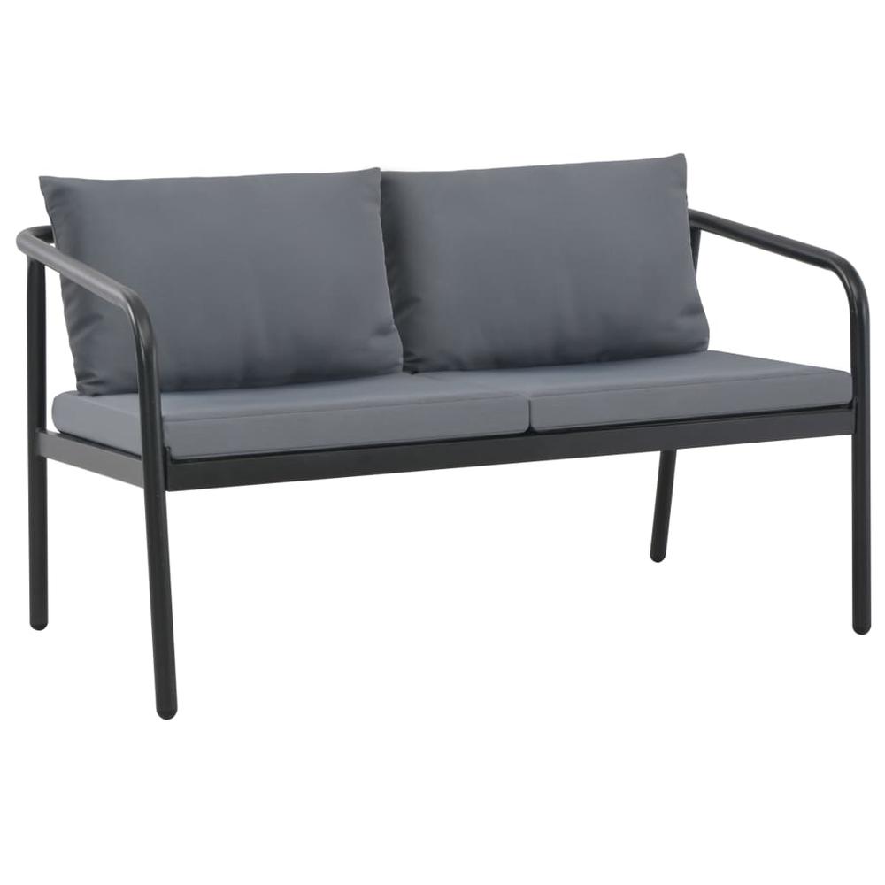 vidaXL 2 Seater Garden Sofa with Cushions Gray Aluminium, 44699. Picture 1
