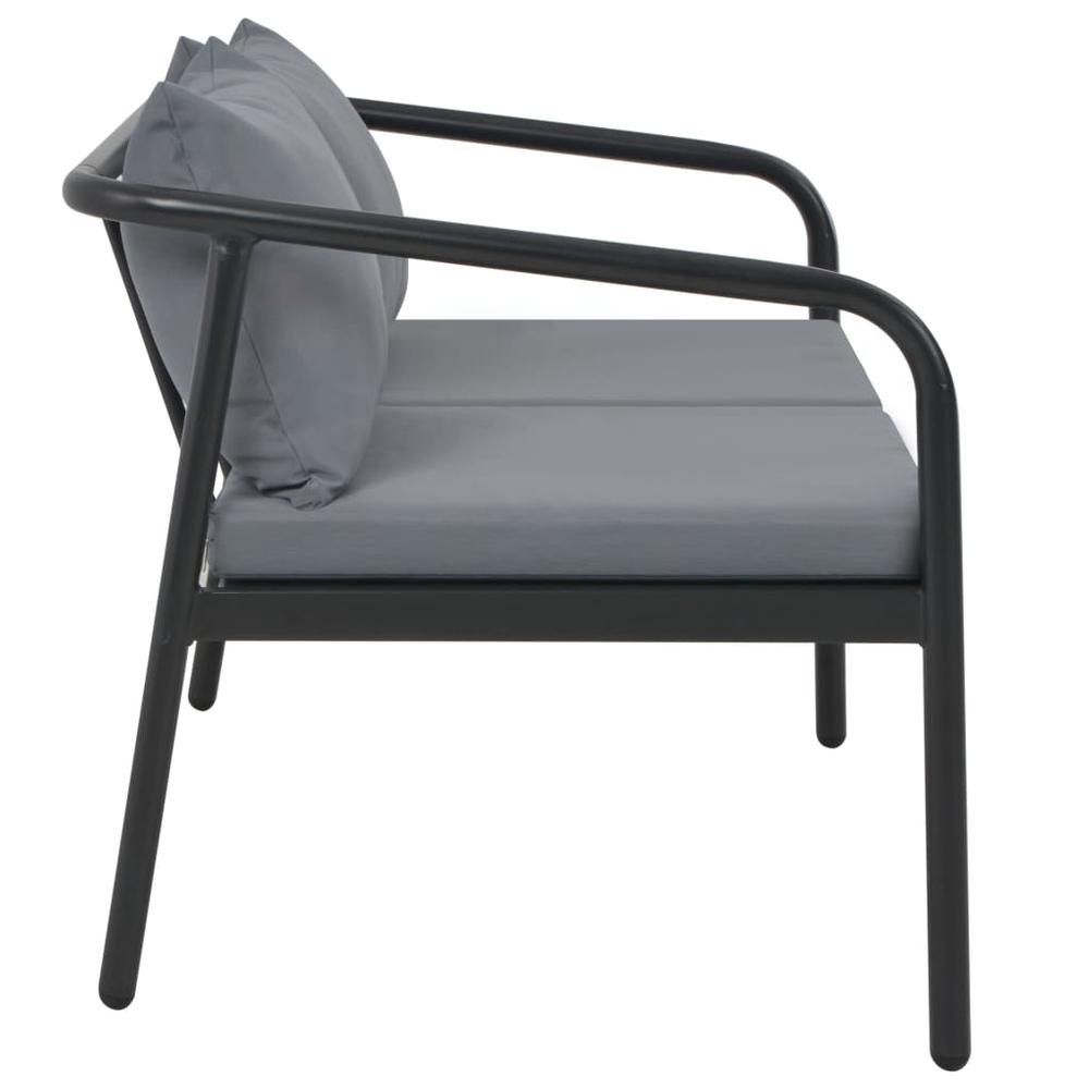 vidaXL 2 Seater Garden Sofa with Cushions Gray Aluminium, 44699. Picture 3