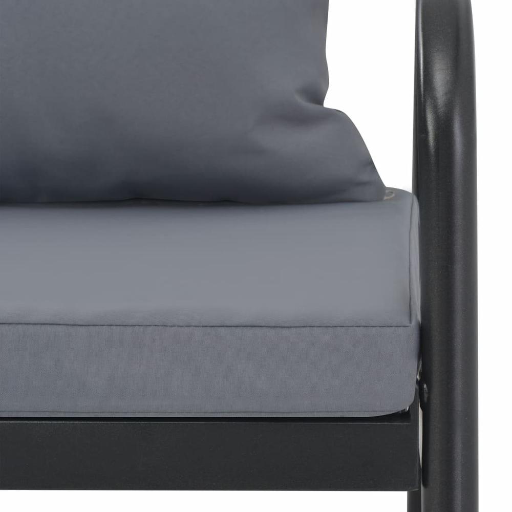 vidaXL 2 Seater Garden Sofa with Cushions Gray Aluminium, 44699. Picture 5