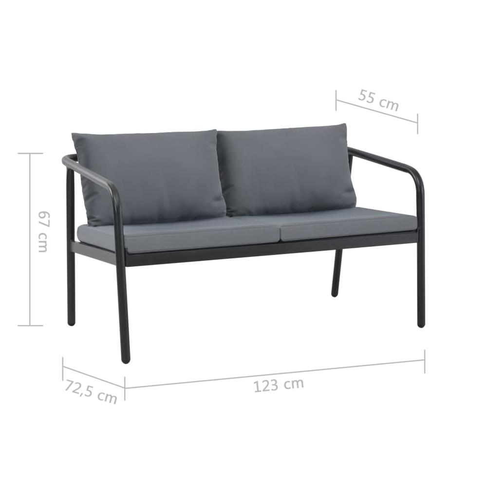vidaXL 2 Seater Garden Sofa with Cushions Gray Aluminium, 44699. Picture 7