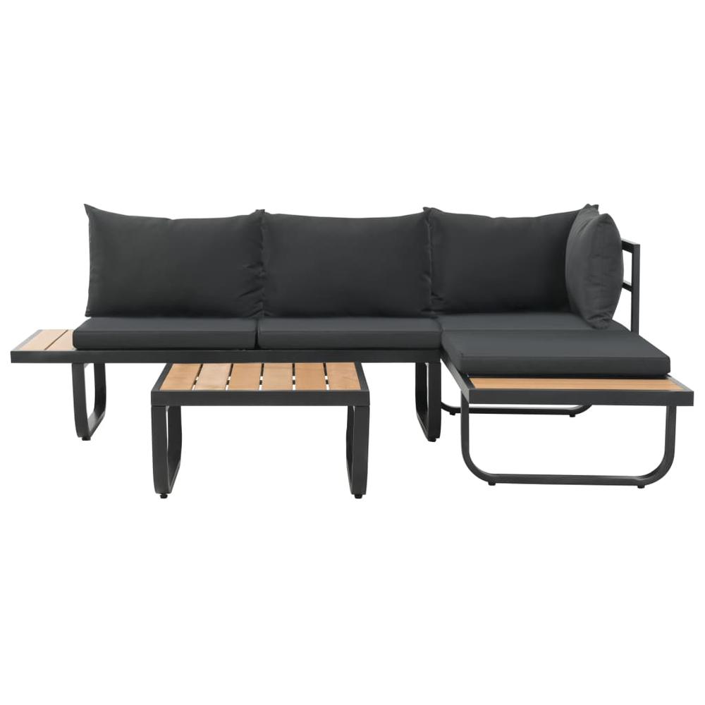 vidaXL 2 Piece Garden Corner Sofa Set with Cushions Aluminium WPC, 44704. Picture 2
