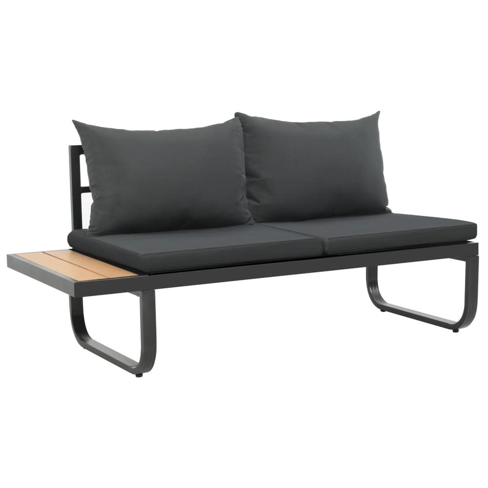 vidaXL 2 Piece Garden Corner Sofa Set with Cushions Aluminium WPC, 44704. Picture 6