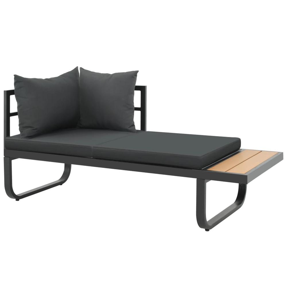 vidaXL 2 Piece Garden Corner Sofa Set with Cushions Aluminium WPC, 44704. Picture 7