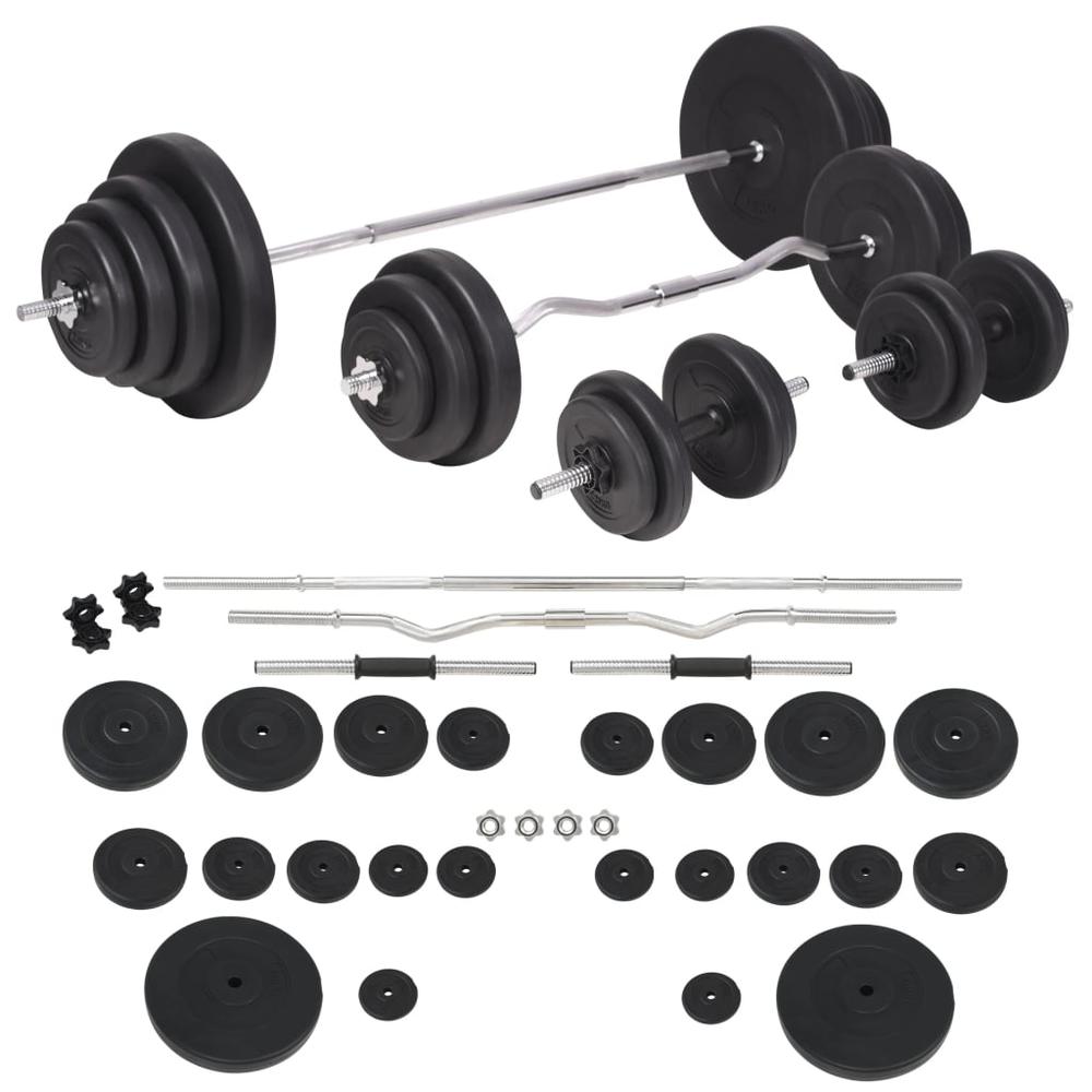 vidaXL Workout Bench with Weight Rack, Barbell and Dumbbell Set 264.6 lb, 275375. Picture 6