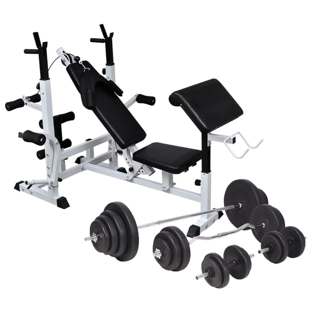 Weight Bench with Weight Rack, Barbell and Dumbbell Set 264.6 lb. Picture 11