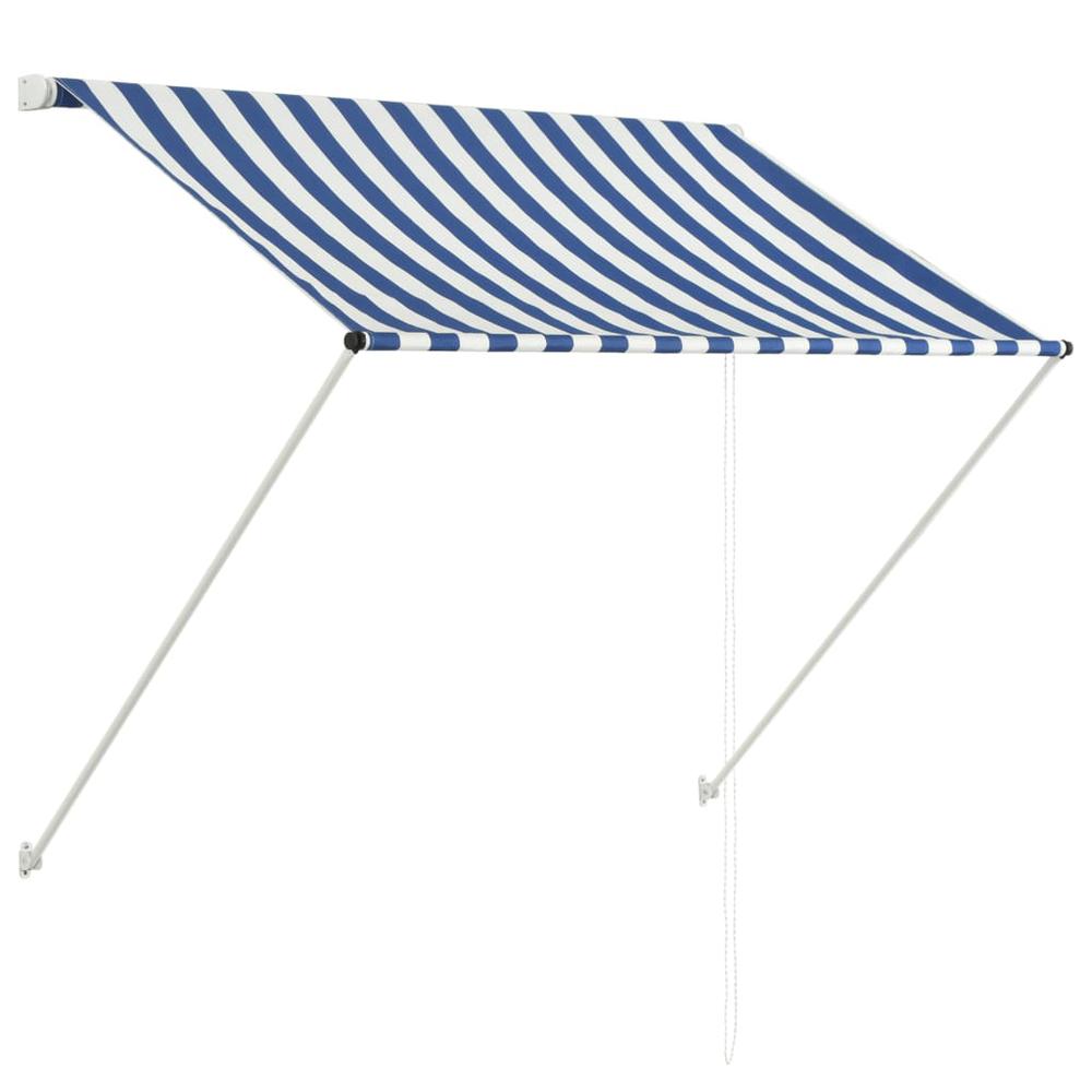 vidaXL Retractable Awning 59.1"x59.1" Blue and White, 143746. Picture 2