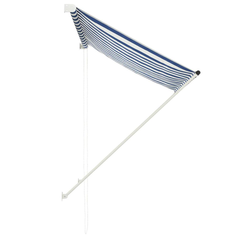 vidaXL Retractable Awning 59.1"x59.1" Blue and White, 143746. Picture 4