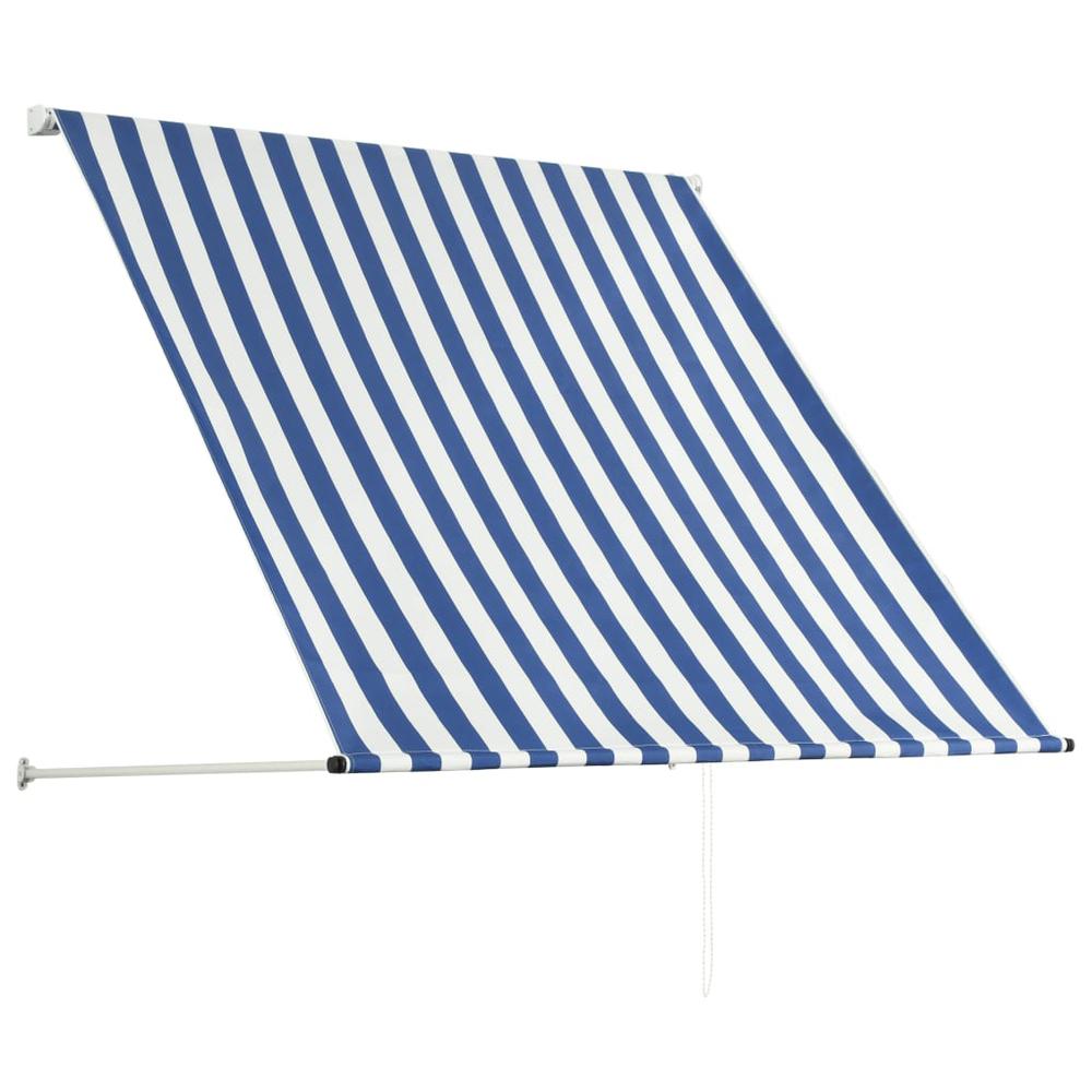 vidaXL Retractable Awning 59.1"x59.1" Blue and White, 143746. Picture 5