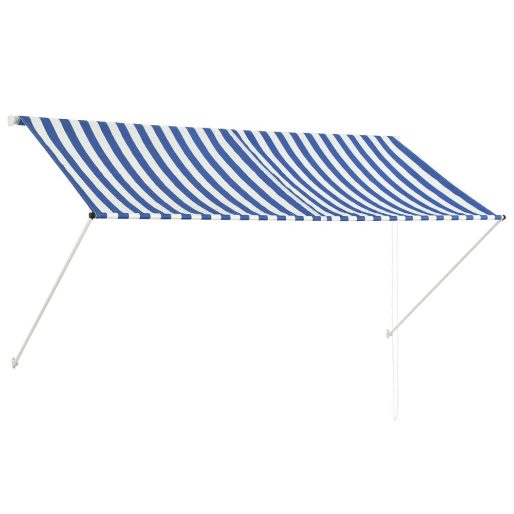 Retractable Awning 98.4" x 59.1" Blue and White. Picture 1