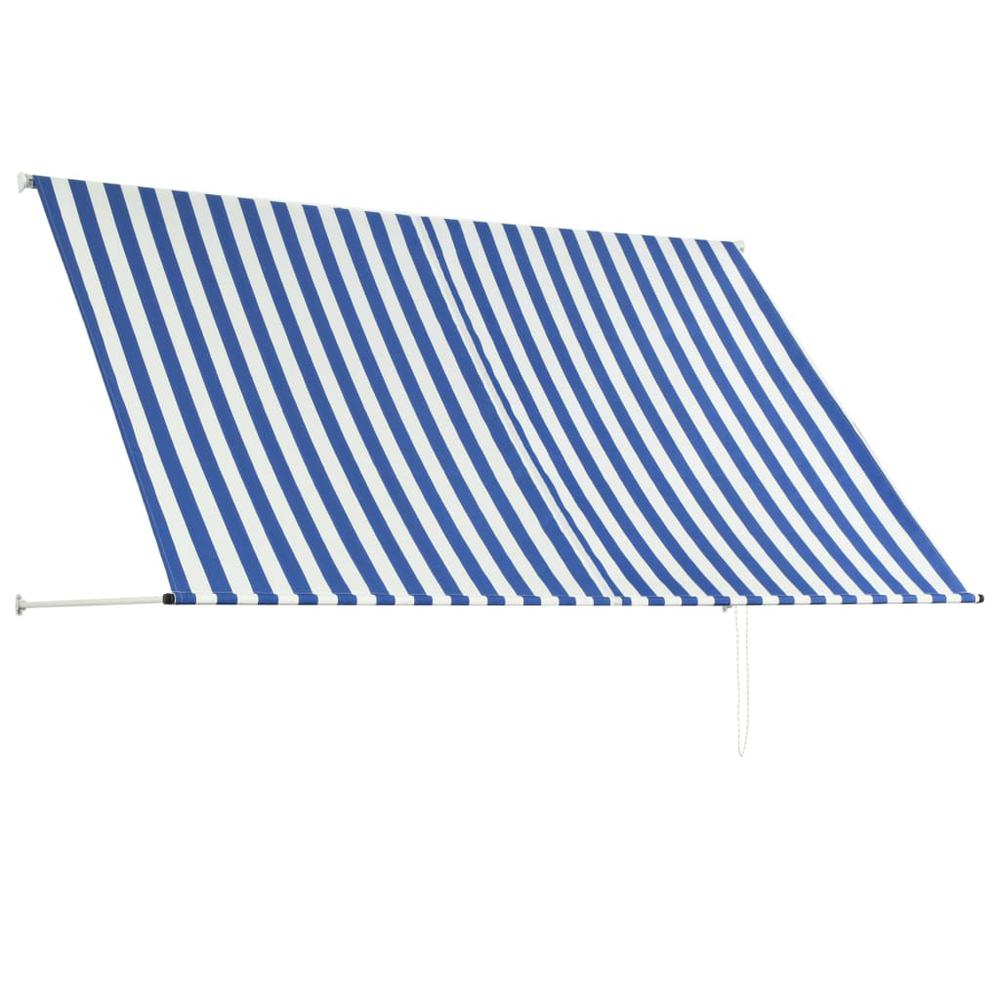 Retractable Awning 98.4" x 59.1" Blue and White. Picture 3