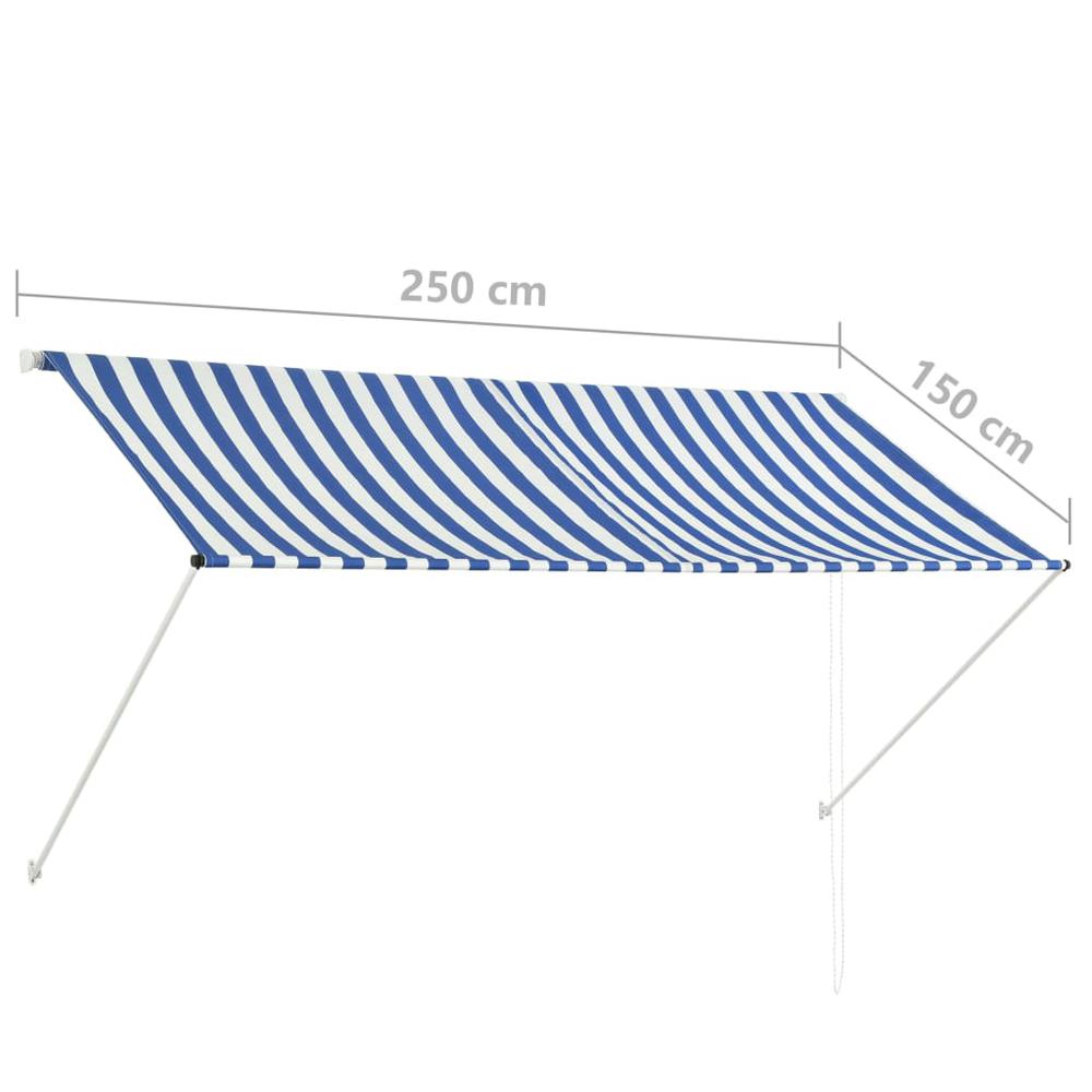 Retractable Awning 98.4" x 59.1" Blue and White. Picture 7