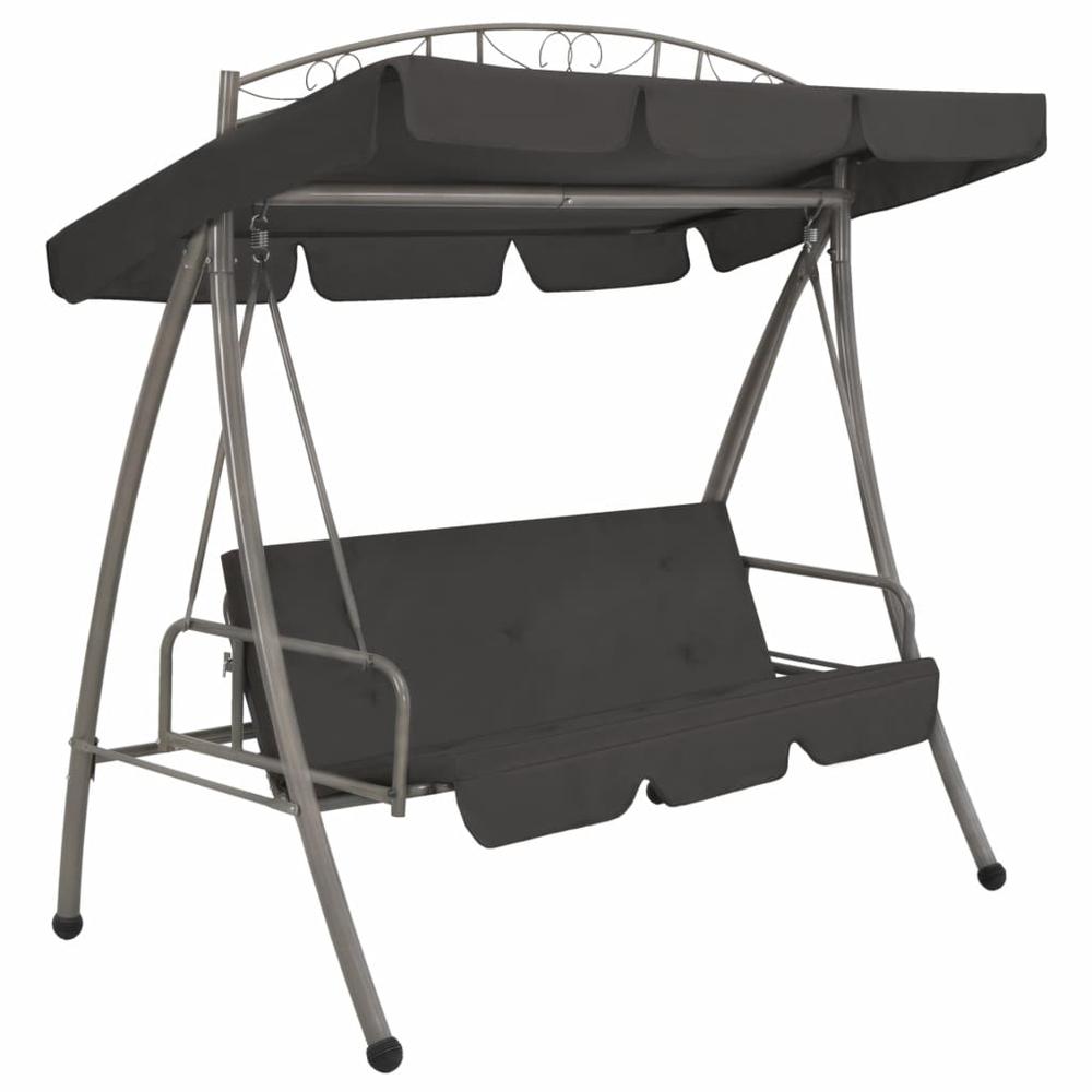 vidaXL Outdoor Convertible Swing Bench with Canopy Anthracite 78"x47.2"x80.7" Steel, 45074. The main picture.