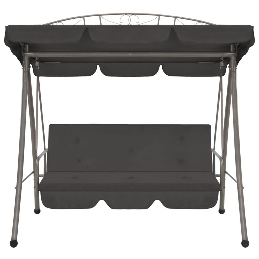 vidaXL Outdoor Convertible Swing Bench with Canopy Anthracite 78"x47.2"x80.7" Steel, 45074. Picture 2
