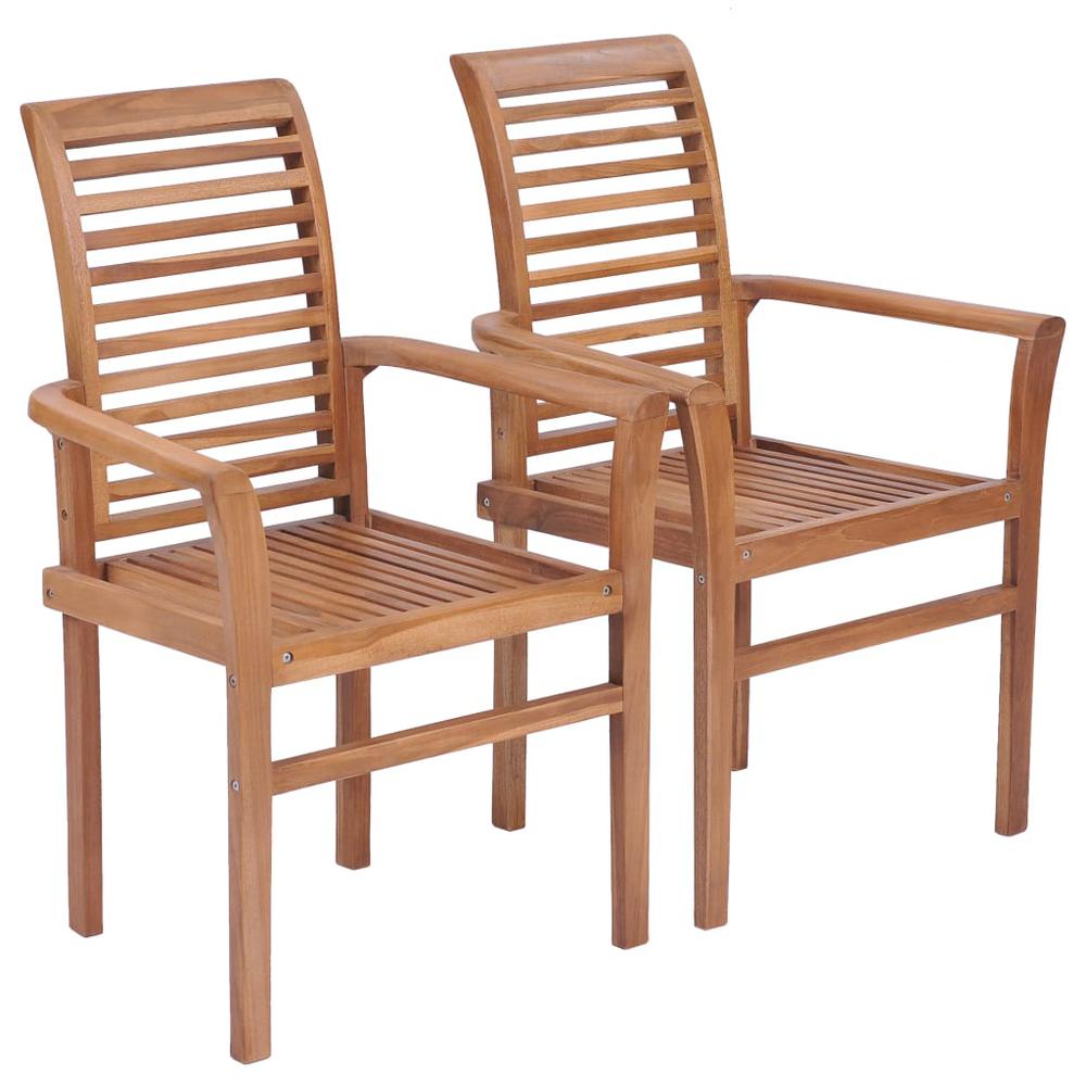 vidaXL Stacking Dining Chairs 2 pcs Solid Teak, 44664. Picture 3