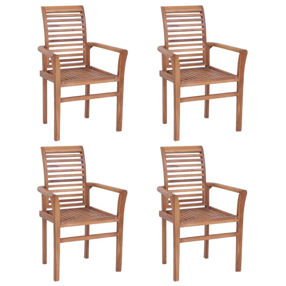 vidaXL Stacking Dining Chairs 4 pcs Solid Teak, 44665. Picture 1