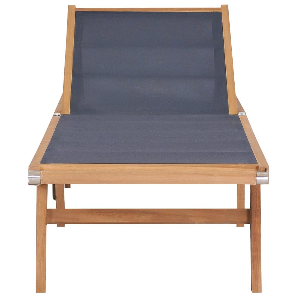 vidaXL Folding Sun Lounger with Wheels Solid Teak and Textilene, 44668. Picture 2