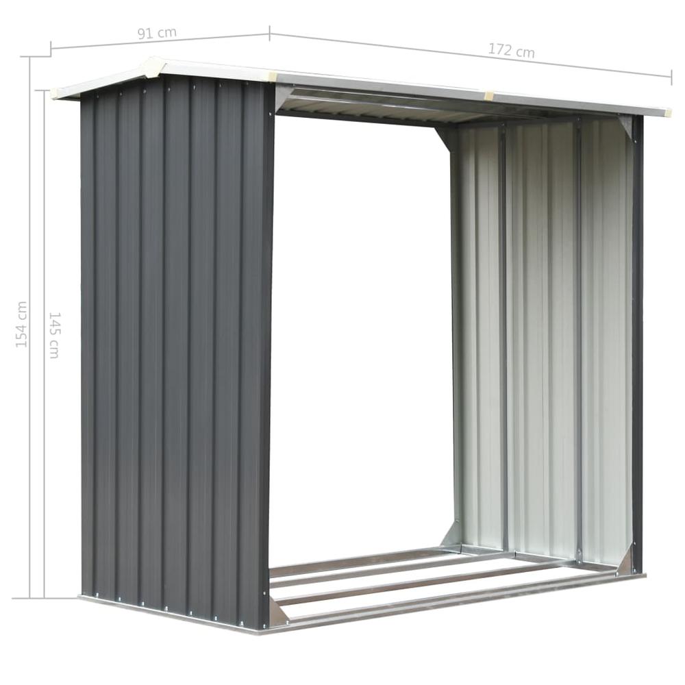 vidaXL Garden Log Storage Shed Galvanized Steel 67.7"x35.8"x60.6" Gray, 44858. Picture 6