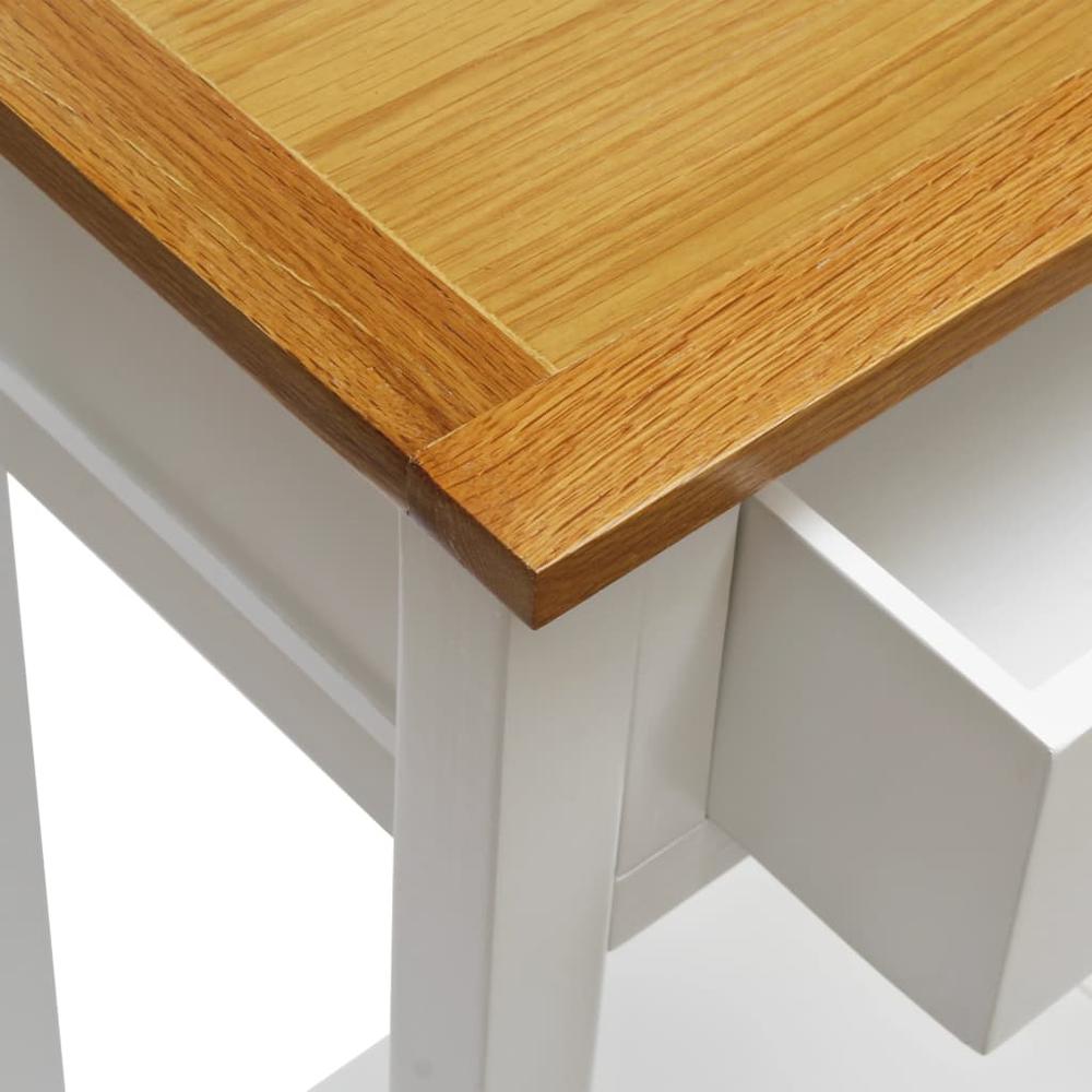 vidaXL End Table 19.7"x12.6"x29.5" Solid Oak Wood, 247048. Picture 5