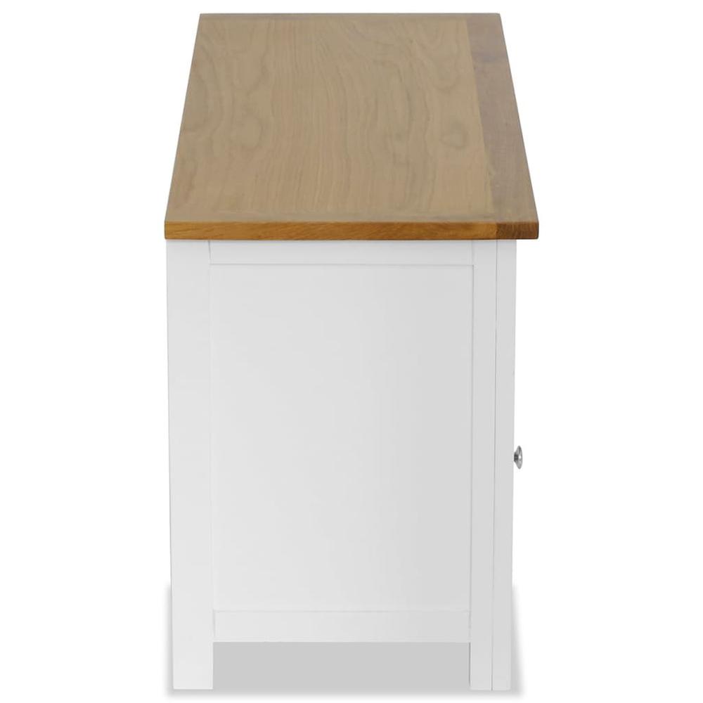vidaXL TV Cabinet 35.4"x13.8"x18.9" Solid Oak Wood, 247058. Picture 5