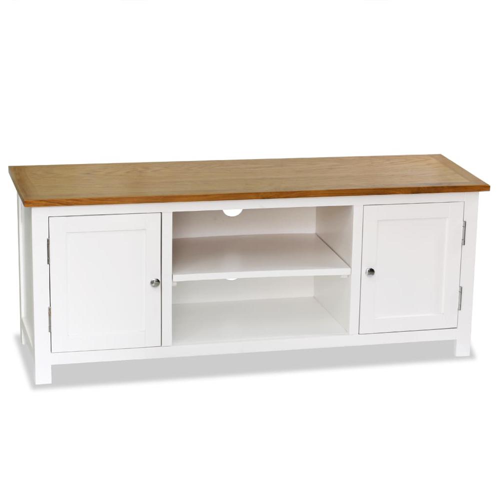 vidaXL TV Cabinet 47.2"x13.8"x18.9" Solid Oak Wood, 247059. Picture 1