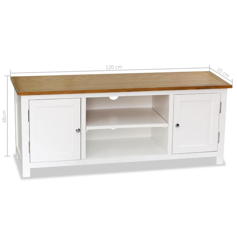 vidaXL TV Cabinet 47.2"x13.8"x18.9" Solid Oak Wood, 247059. Picture 6