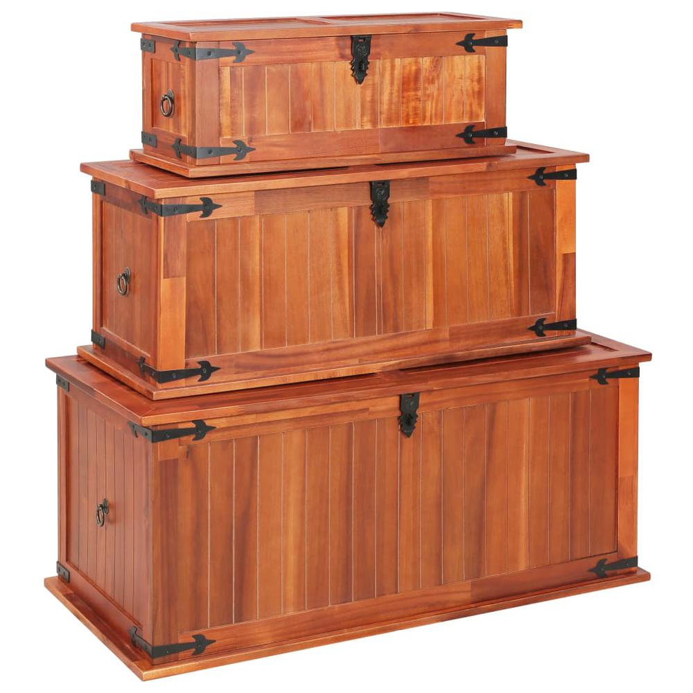 vidaXL Storage Chests 3 pcs Solid Acacia Wood, 247243. Picture 1
