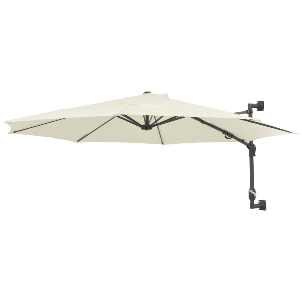 vidaXL Wall-Mounted Parasol with Metal Pole 118.1" Sand 4863. Picture 3