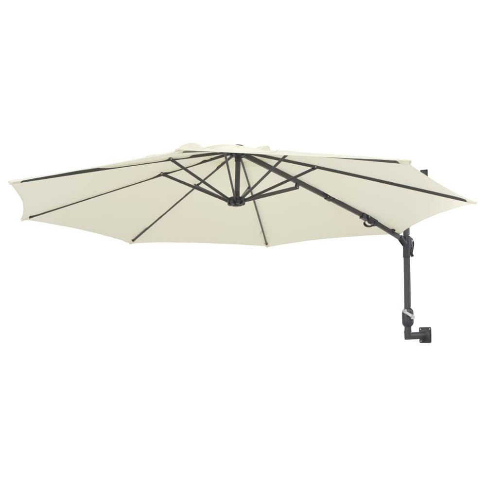 vidaXL Wall-Mounted Parasol with Metal Pole 118.1" Sand 4863. Picture 4
