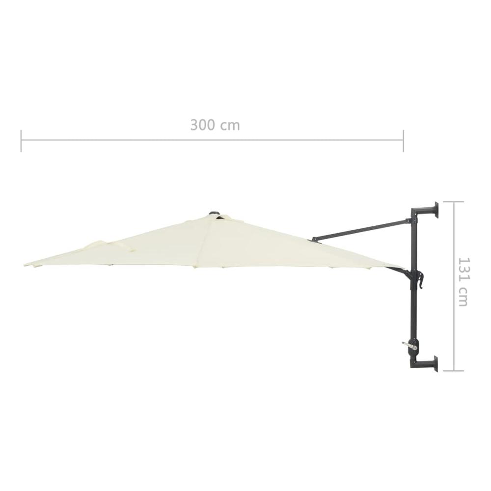 vidaXL Wall-Mounted Parasol with Metal Pole 118.1" Sand 4863. Picture 8