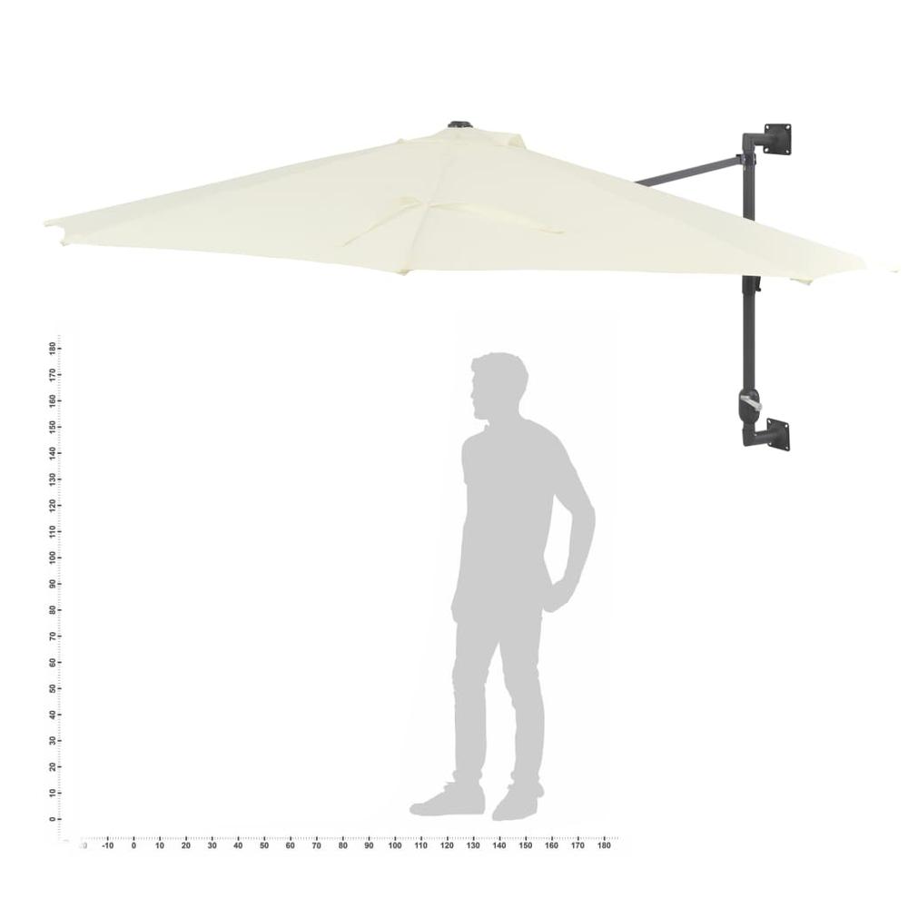 vidaXL Wall-Mounted Parasol with Metal Pole 118.1" Sand 4863. Picture 9