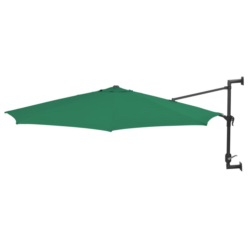 vidaXL Wall-Mounted Parasol with Metal Pole 118.1" Green 4864. Picture 1