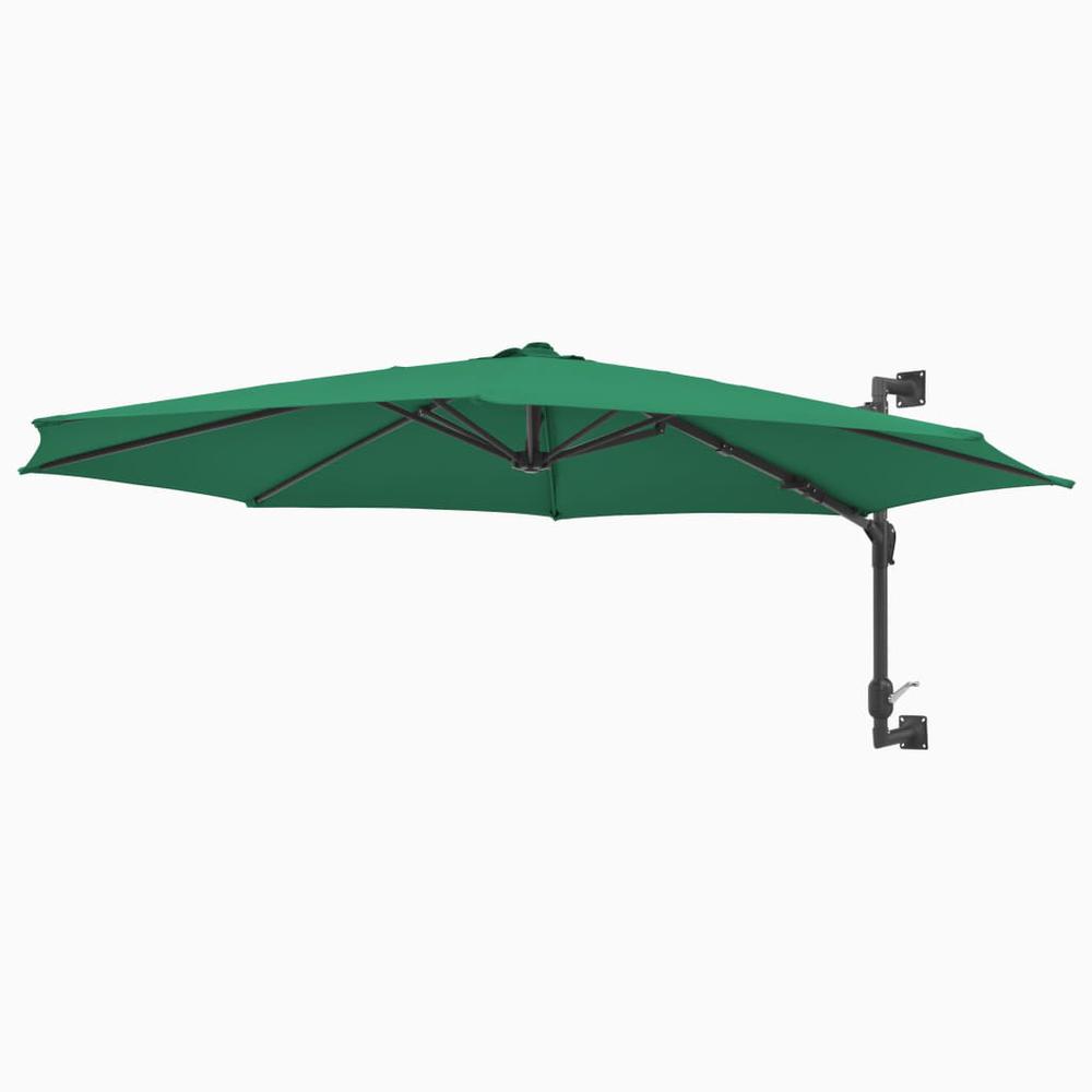 vidaXL Wall-Mounted Parasol with Metal Pole 118.1" Green 4864. Picture 2