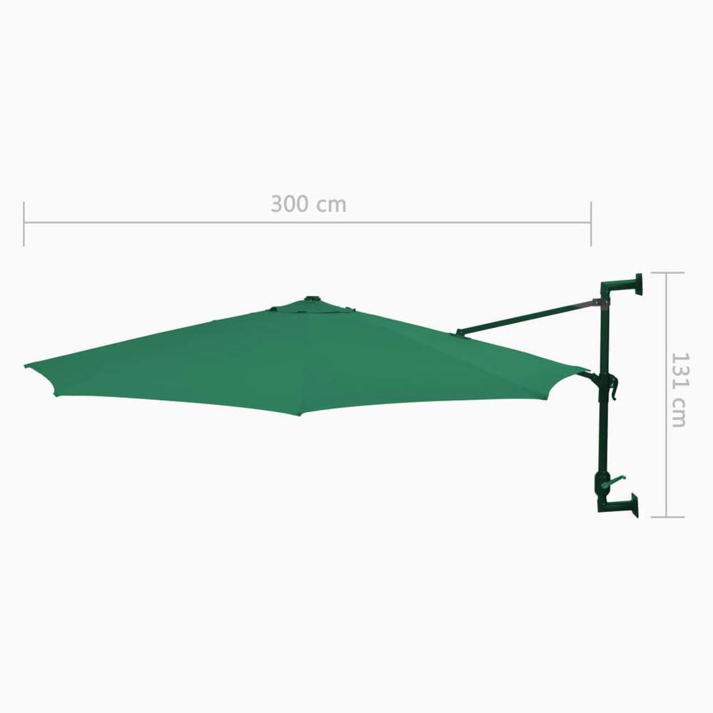 vidaXL Wall-Mounted Parasol with Metal Pole 118.1" Green 4864. Picture 10