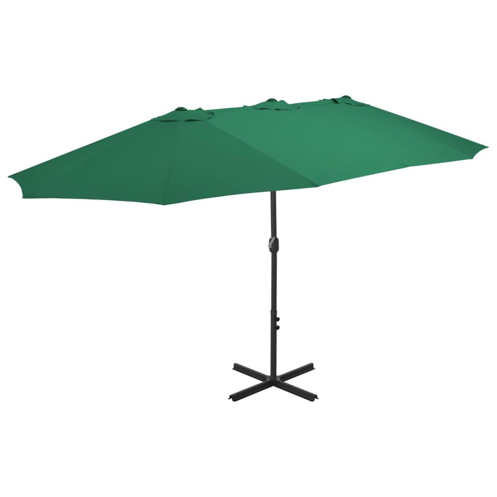 vidaXL Outdoor Parasol with Aluminum Pole 181.1"x106.3" Green 4867. Picture 1