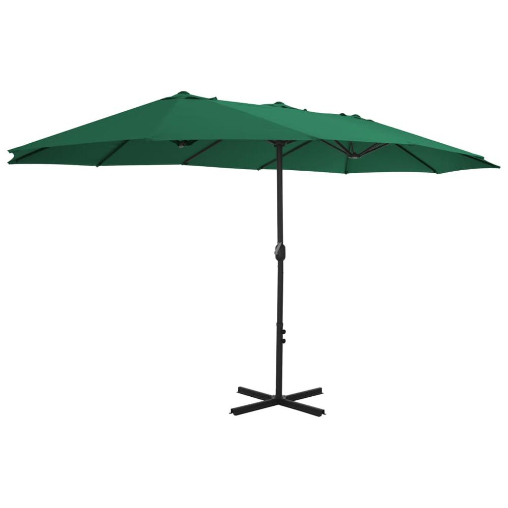 vidaXL Outdoor Parasol with Aluminum Pole 181.1"x106.3" Green 4867. Picture 3