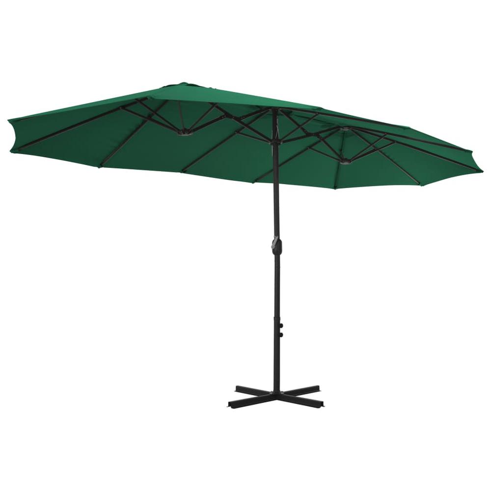 vidaXL Outdoor Parasol with Aluminum Pole 181.1"x106.3" Green 4867. Picture 5
