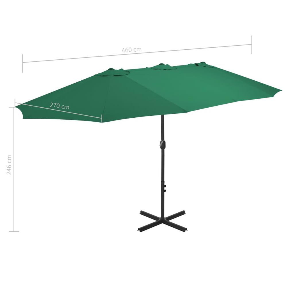 vidaXL Outdoor Parasol with Aluminum Pole 181.1"x106.3" Green 4867. Picture 8